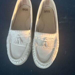 SAS Cream Leather Tassel Loafers